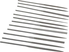 Grobet - 12 Piece Swiss Pattern File Set - 5-1/2" Long, 0 Coarseness, Set Includes Barrette, Crossing, Equalling, Half Round, Knife, Marking, Round, Round Edge Joint, Slitting, Square, Three Square, Warding - Best Tool & Supply