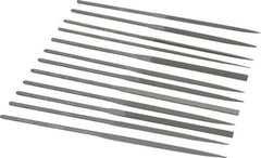 Grobet - 12 Piece Swiss Pattern File Set - 6-1/4" Long, 0 Coarseness, Set Includes Barrette, Crossing, Equalling, Half Round, Knife, Marking, Round, Round Edge Joint, Slitting, Square, Three Square, Warding - Best Tool & Supply