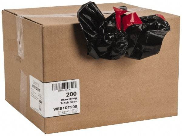 PRO-SOURCE - 1.2 mil Thick, Household/Office Trash Bags - Hexene Resins, Drawstring, 30-1/2" Wide x 34" High, Black - Best Tool & Supply