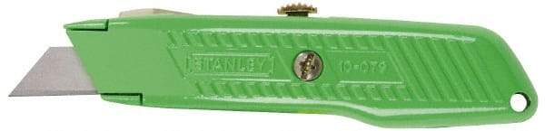 Stanley - Retractable Utility Knife - 2-7/16" Blade, Green Aluminum Handle, 3 Blades Included - Best Tool & Supply