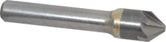 Made in USA - 1/2" Head Diam, 3/8" Shank Diam, 6 Flute 82° Solid Carbide Countersink - Bright Finish, 2-1/2" OAL, 0.109" Nose Diam, Single End, Straight Shank, Right Hand Cut - Best Tool & Supply