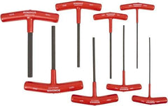 Bondhus - 8 Piece T-Handle Cushion Grip Hex Key Set - Hex Range 2 to 10mm, 6" OAL, Protanium High Torque Steel - Best Tool & Supply