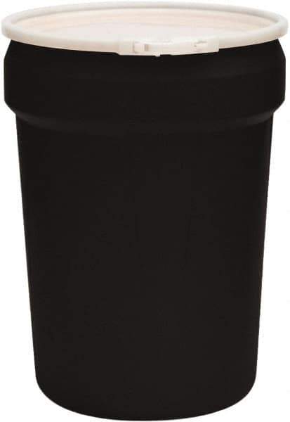 Eagle - 30 Gallon Black Tapered Cylinder Polyethylene Open Head Drum - 28-1/2" High x 21" Diam - Best Tool & Supply