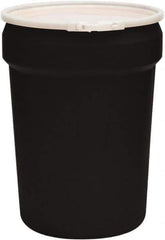 Eagle - 30 Gallon Black Tapered Cylinder Polyethylene Open Head Drum - 28-1/2" High x 21" Diam - Best Tool & Supply