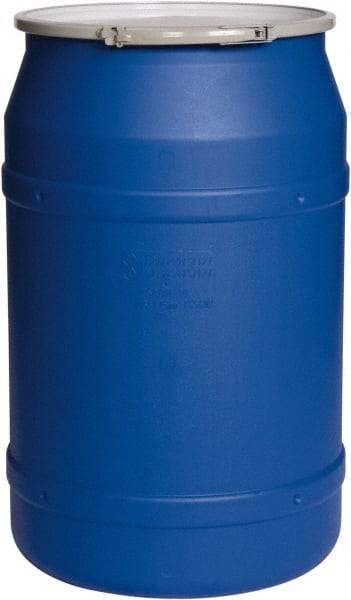 Eagle - 55 Gallon Blue Cylindrical Polyethylene Open Head Drum - 36-3/8" High x 23" Diam - Best Tool & Supply