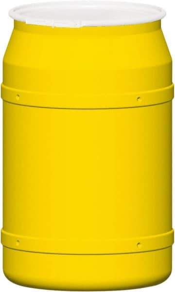 Eagle - 55 Gallon Yellow Cylindrical Polyethylene Open Head Drum - 36-3/8" High x 23" Diam - Best Tool & Supply