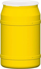 Eagle - 55 Gallon Yellow Cylindrical Polyethylene Open Head Drum - 36-3/8" High x 23" Diam - Best Tool & Supply