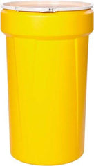 Eagle - 55 Gallon Yellow Tapered Cylinder Polyethylene Open Head Drum - 39-1/8" High x 23-3/4" Diam - Best Tool & Supply