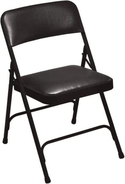 NPS - 18-3/4" Wide x 20-1/4" Deep x 29-1/2" High, Vinyl Folding Chair with Vinyl Padded Seat - Caviar Black - Best Tool & Supply