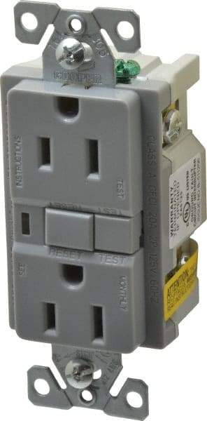 Cooper Wiring Devices - 1 Phase, 5-15R NEMA, 125 VAC, 15 Amp, Self Grounding, GFCI Receptacle - 2 Pole, Back and Side Wiring, Tamper Resistant, Specification Grade - Best Tool & Supply