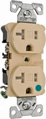 Cooper Wiring Devices - 125 VAC, 20 Amp, 5-20R NEMA Configuration, Ivory, Hospital Grade, Self Grounding Duplex Receptacle - 1 Phase, 2 Poles, 3 Wire, Flush Mount, Chemical, Impact and Tamper Resistant - Best Tool & Supply