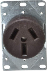 Cooper Wiring Devices - 125/250 VAC, 50 Amp, 10-50R NEMA Configuration, Brown, Specification Grade, Ungrounded Single Receptacle - 1 Phase, 3 Poles, 3 Wire, Flush Mount, Corrosion Resistant - Best Tool & Supply