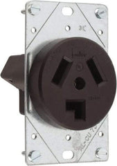 Cooper Wiring Devices - 125/250 VAC, 30 Amp, 10-30R NEMA Configuration, Brown, Specification Grade, Ungrounded Single Receptacle - 1 Phase, 3 Poles, 3 Wire, Flush Mount, Corrosion Resistant - Best Tool & Supply