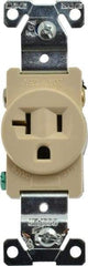 Cooper Wiring Devices - 125 VAC, 20 Amp, 5-20R NEMA Configuration, Ivory, Industrial Grade, Self Grounding Single Receptacle - 1 Phase, 2 Poles, 3 Wire, Flush Mount, Chemical, Heat and Impact Resistant - Best Tool & Supply