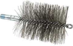 Schaefer Brush - 4-1/2" Brush Length, 3-3/4" Diam, Double Stem, Double Spiral Tube Brush - 7-1/4" Long, Stainless Steel, 1/4" NPSM Male Connection - Best Tool & Supply