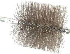 Schaefer Brush - 4-1/2" Brush Length, 4-1/2" Diam, Double Stem, Double Spiral Tube Brush - 7-1/4" Long, Stainless Steel, 1/4" NPSM Male Connection - Best Tool & Supply