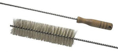 Schaefer Brush - 2-1/8" Diam, 7" Bristle Length, Boiler & Furnace Crimped Brass Brush - Standard Wood Handle, 48" OAL - Best Tool & Supply