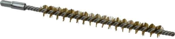 Schaefer Brush - 3" Brush Length, 5/16" Diam, Double Stem, Single Spiral Tube Brush - 4-1/2" Long, Brass, 8-32 Male Connection - Best Tool & Supply