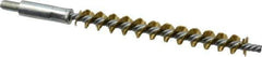 Schaefer Brush - 4" Brush Length, 7/16" Diam, Double Stem, Single Spiral Tube Brush - 6-1/4" Long, Brass, 1/4-28 Male Connection - Best Tool & Supply