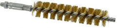 Schaefer Brush - 4" Brush Length, 7/8" Diam, Double Stem, Single Spiral Tube Brush - 6-1/4" Long, Brass, 1/4-28 Male Connection - Best Tool & Supply