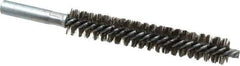 Schaefer Brush - 4" Brush Length, 11/16" Diam, Double Stem, Double Spiral Tube Brush - 6" Long, Stainless Steel, 12-24 Female Connection - Best Tool & Supply