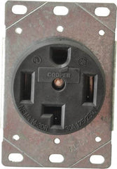 Cooper Wiring Devices - 125/250 VAC, 30 Amp, 14-30R NEMA Configuration, Black, Specification Grade, Ungrounded Single Receptacle - 1 Phase, 3 Poles, 3 Wire, Flush Mount, Corrosion Resistant - Best Tool & Supply