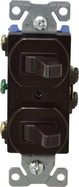 Cooper Wiring Devices - 1 Pole, 120/277 VAC, 15 Amp, Flush Mounted, Duplex Switch - NonNEMA Configuration, 2 Switch, Back Side Wiring, cULus Listed, NOM 426, RoHS Compliant Standard - Best Tool & Supply