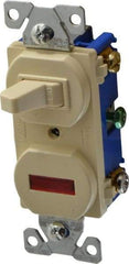 Cooper Wiring Devices - 2 Pole, 120 VAC, 15 Amp, Flush Mounted, Combination Switch with Pilot Light - 7-50 Configuration, 1 Switch, Back Side Wiring, cULus Listed, RoHS Compliant Standard - Best Tool & Supply