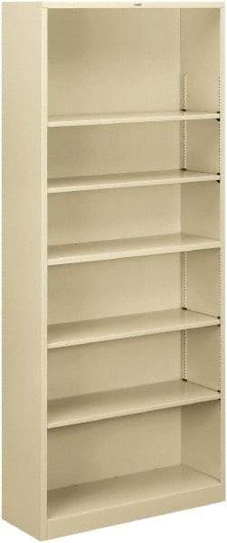 Hon - 6 Shelf, 81-1/8" High x 34-1/2" Wide Bookcase - 12-5/8" Deep, Steel, Putty - Best Tool & Supply