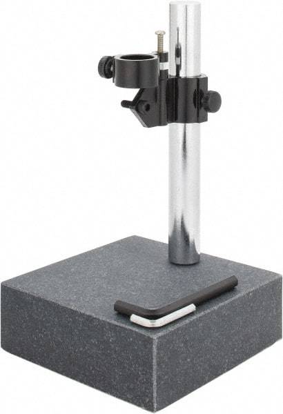 SPI - Granite, Rectangular Base, Comparator Gage Stand - 8" High, 6" Base Length x 6" Base Width x 2" Base Height, Includes Holder - Best Tool & Supply