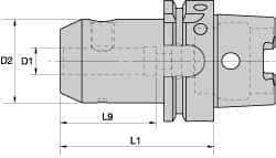 Kennametal - HSK100A Taper Shank 6mm Hole End Mill Holder/Adapter - 25mm Nose Diam, 80mm Projection, Through-Spindle Coolant - Exact Industrial Supply