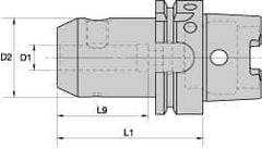 Kennametal - HSK100A Taper Shank 1/2" Hole End Mill Holder/Adapter - 35mm Nose Diam, 3-1/4" Projection, Through-Spindle Coolant - Exact Industrial Supply