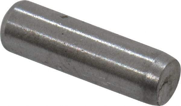 Made in USA - 3/32" Diam x 5/16" Pin Length Grade 8 Alloy Steel Standard Dowel Pin - Bright Finish, 1 Beveled & 1 Rounded End - Best Tool & Supply