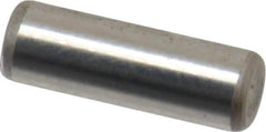 Made in USA - 1/8" Diam x 3/8" Pin Length Grade 8 Alloy Steel Standard Dowel Pin - Bright Finish, C 47-58 & C 60 (Surface) Hardness, 1,840 Lb (Single Shear), 3,680 Lb (Double Shear) Breaking Strength, 1 Beveled & 1 Rounded End - Best Tool & Supply