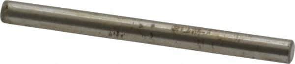 Made in USA - 1/8" Diam x 1-1/2" Pin Length Grade 8 Alloy Steel Standard Dowel Pin - Bright Finish, C 47-58 & C 60 (Surface) Hardness, 1,840 Lb (Single Shear), 3,680 Lb (Double Shear) Breaking Strength, 1 Beveled & 1 Rounded End - Best Tool & Supply