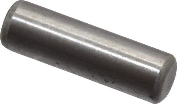 Made in USA - 3/16" Diam x 5/8" Pin Length Grade 8 Alloy Steel Standard Dowel Pin - Bright Finish, C 47-58 & C 60 (Surface) Hardness, 4,150 Lb (Single Shear), 8,300 Lb (Double Shear) Breaking Strength, 1 Beveled & 1 Rounded End - Best Tool & Supply