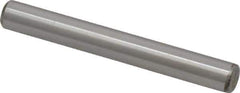 Made in USA - 1/4" Diam x 2" Pin Length Grade 8 Alloy Steel Standard Dowel Pin - Bright Finish, C 47-58 & C 60 (Surface) Hardness, 14,720 Lb (Double Shear), 7,360 Lb (Single Shear) Breaking Strength, 1 Beveled & 1 Rounded End - Best Tool & Supply