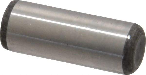 Made in USA - 3/8" Diam x 1" Pin Length Grade 8 Alloy Steel Standard Dowel Pin - Bright Finish, C 47-58 & C 60 (Surface) Hardness, 16,550 Lb (Single Shear), 33,100 Lb (Double Shear) Breaking Strength, 1 Beveled & 1 Rounded End - Best Tool & Supply