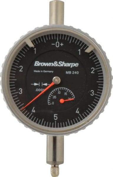 TESA Brown & Sharpe - 0.2" Range, 0-5-0 Dial Reading, 0.0001" Graduation Dial Drop Indicator - 2-1/4" Dial, 0.01" Range per Revolution, Revolution Counter - Best Tool & Supply