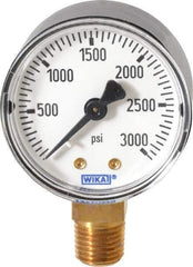 Wika - 2" Dial, 1/4 Thread, 0-3,000 Scale Range, Pressure Gauge - Lower Connection Mount, Accurate to 3-2-3% of Scale - Best Tool & Supply