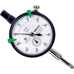 Mitutoyo - 1mm Range, 0-100 Dial Reading, 0.001mm Graduation Dial Drop Indicator - 57mm Dial, 0.1mm Range per Revolution, 0.005mm Accuracy, Revolution Counter - Best Tool & Supply