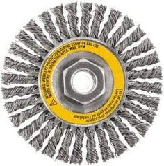 DeWALT - 4" OD, 5/8-11 Arbor Hole, Stringer Bead Stainless Steel Wheel Brush - 3/8" Face Width, 7/8" Trim Length, 0.02" Filament Diam, 20,000 RPM - Best Tool & Supply