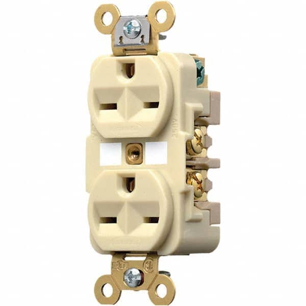 Hubbell Wiring Device-Kellems - 250 VAC 15A NEMA 6-15R Industrial Grade Ivory Straight Blade Duplex Receptacle - Best Tool & Supply