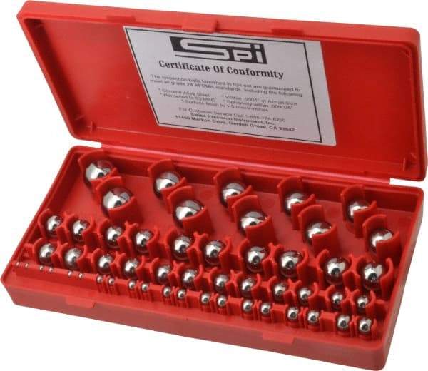 SPI - 1/8 to 1 Inch Diameter, Chrome Steel, Gage Ball Set - 0.0001 Inch Tolerance, Grade 24 Accuracy - Best Tool & Supply