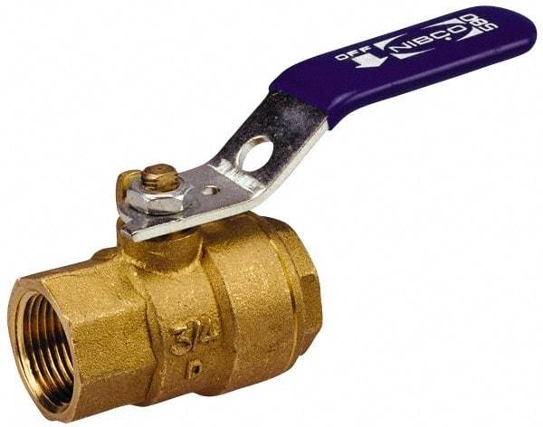 NIBCO - 2" Pipe, Standard Port, Carbon Steel Standard Ball Valve - 2 Piece, Inline - One Way Flow, FNPT x FNPT Ends, Lever Handle, 1,500 WOG - Best Tool & Supply