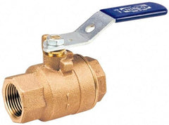 NIBCO - 3" Pipe, Standard Port, Bronze Standard Ball Valve - 2 Piece, Inline - One Way Flow, FNPT x FNPT Ends, Lever with Memory Stop Handle, 600 WOG, 150 WSP - Best Tool & Supply