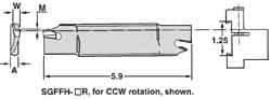 Iscar - 1.2598" Blade Height, 0.1575" Blade Width, 5.9055" OAL, Right Hand Cut, Double End Indexable Cut-Off Blade - 20mm Max Depth of Cut, SGFFH Blade, Self Grip Series - Best Tool & Supply