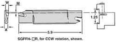 Iscar - 1.2598" Blade Height, 0.1575" Blade Width, 5.9055" OAL, Right Hand Cut, Double End Indexable Cut-Off Blade - 20mm Max Depth of Cut, SGFFH Blade, Self Grip Series - Best Tool & Supply