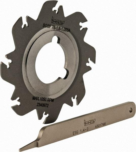 Iscar - Arbor Hole Connection, 0.049" Cutting Width, 0.7" Depth of Cut, 3" Cutter Diam, 1" Hole Diam, 8 Tooth Indexable Slotting Cutter - SGSF Toolholder, GSFN, GSFU Insert - Best Tool & Supply