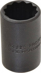 Proto - 11/16", 1/2" Drive, Standard Hand Socket - 12 Points, 1-1/2" OAL, Alloy Steel, Black Finish - Best Tool & Supply